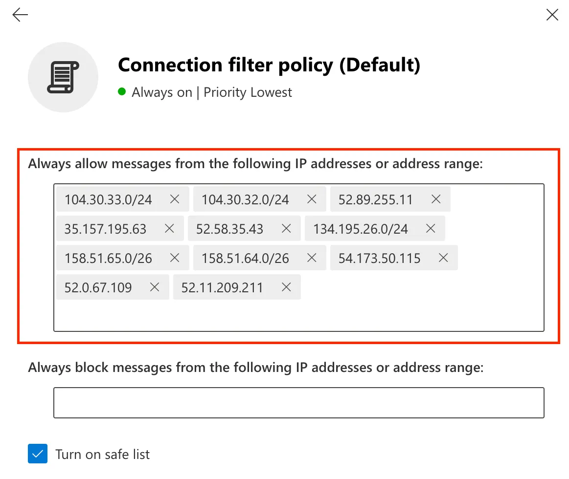 Enter the egress IP addresses